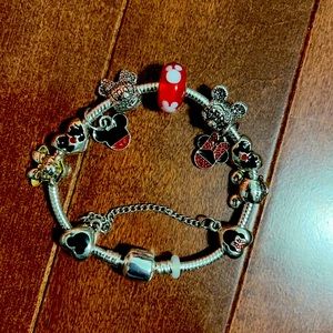 Disney themed charm bracelet. Sterling silver